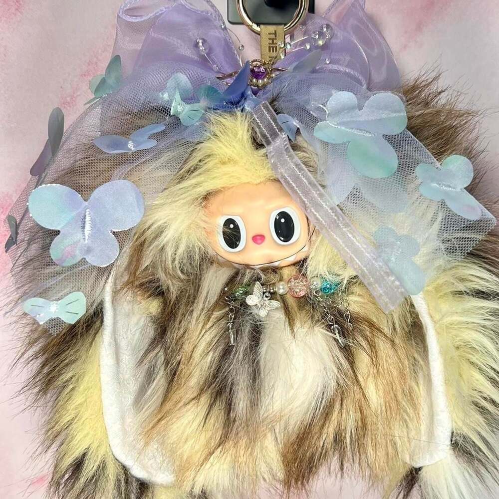 (50)Custom Handmade Labubu Plush Keychain - Glow in the Dark Butterfly Edition